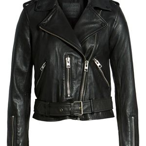 AllSaints Balfern leather jacket in black